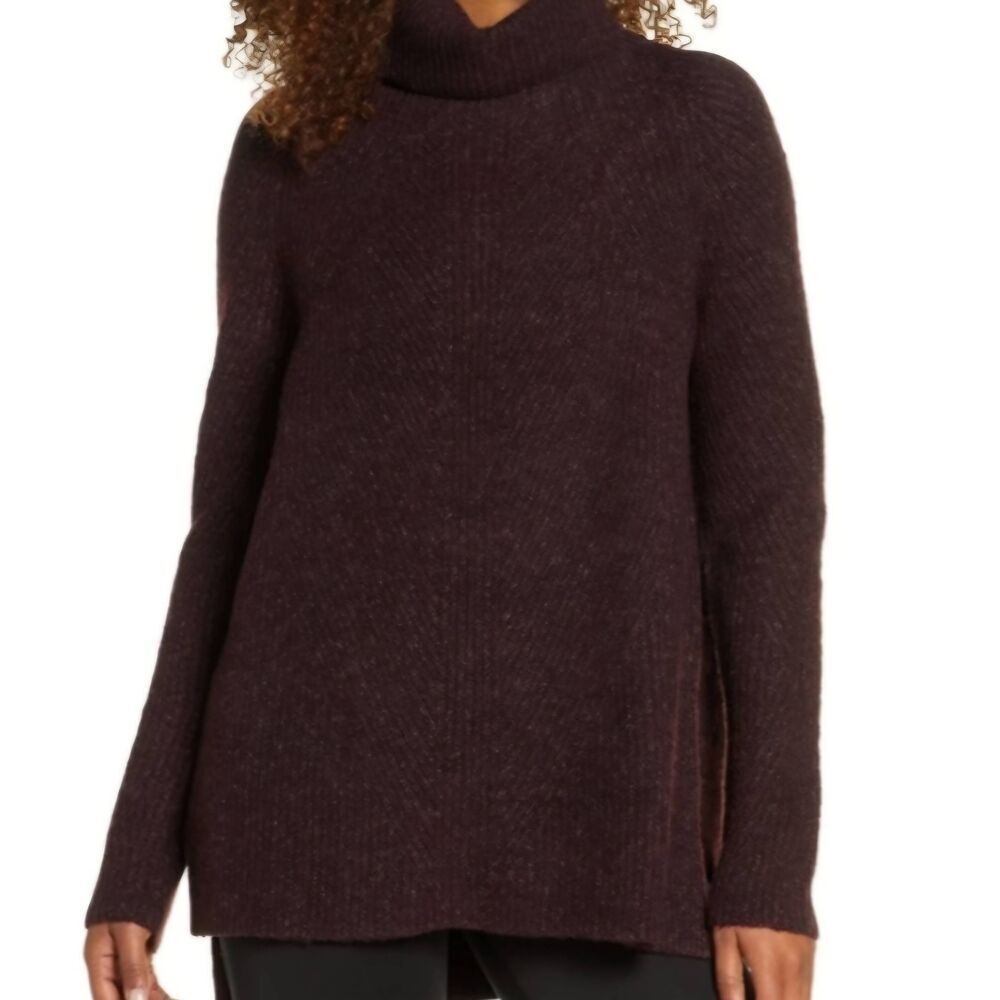 Sweaty Betty Shakti Wool Blend Turtleneck Sweater Maroon Size XS